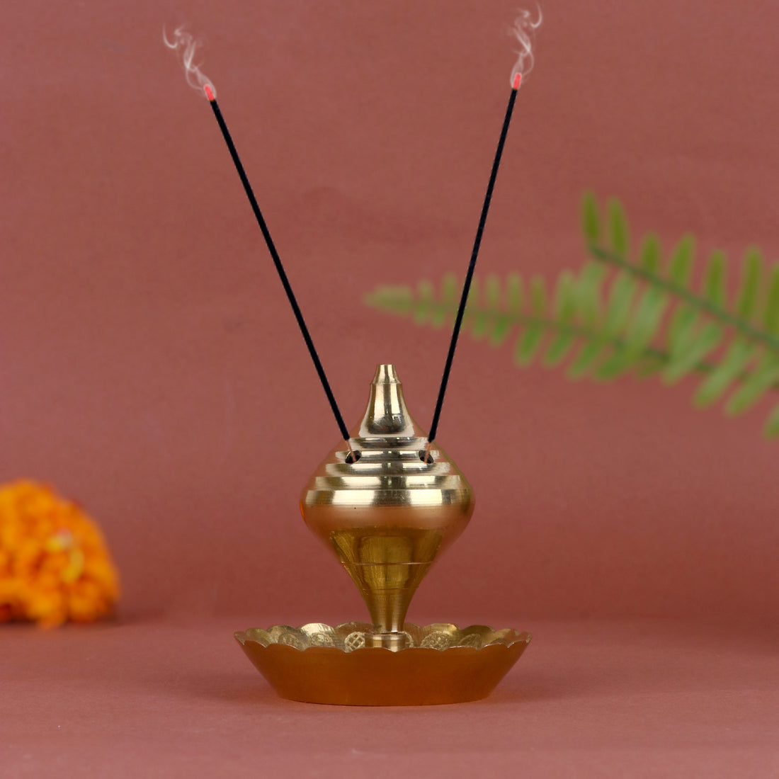 Pure Brass Agarbatti Stick Stand with Ash Catcher