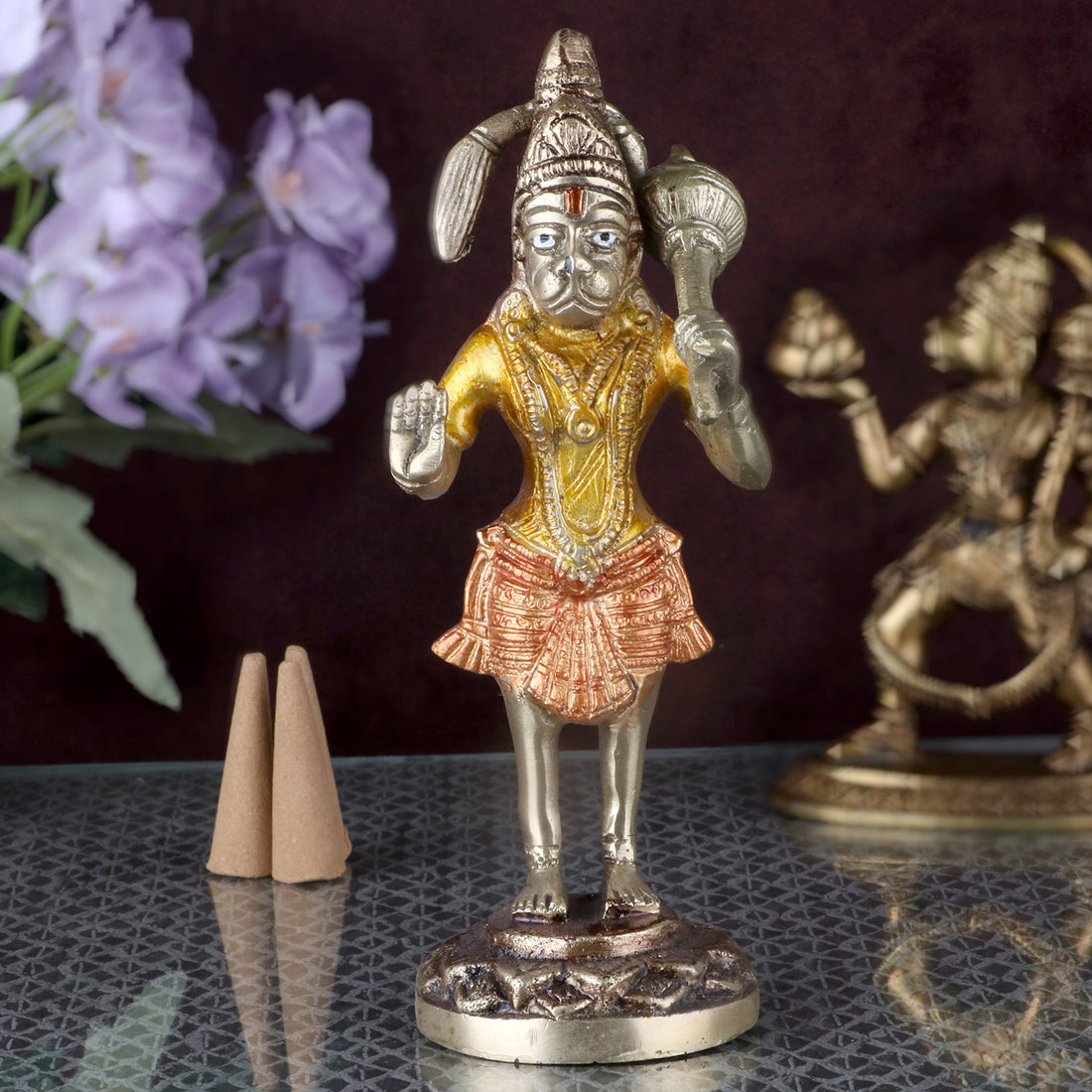 7.6 Inch Brass Standing Hanuman Ji Idol