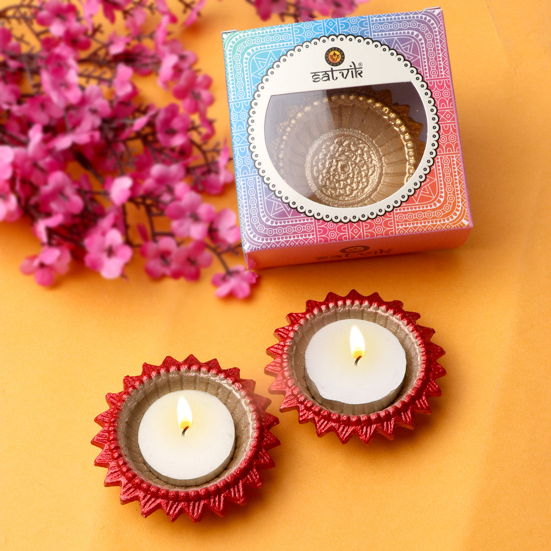 Exquisite Decorative Multicolor Surya Metal Diya