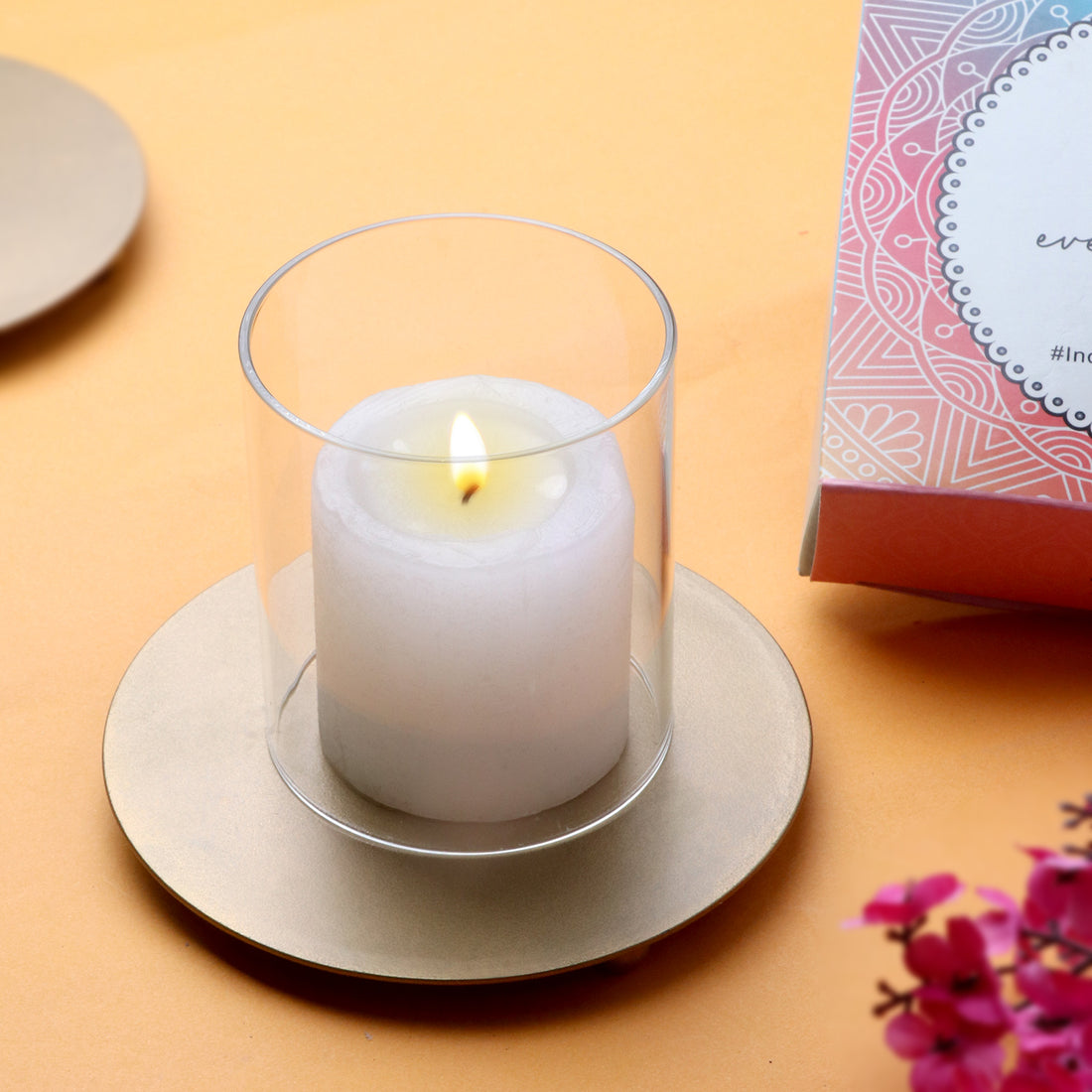 Golden Decorative Plate Candle Stand