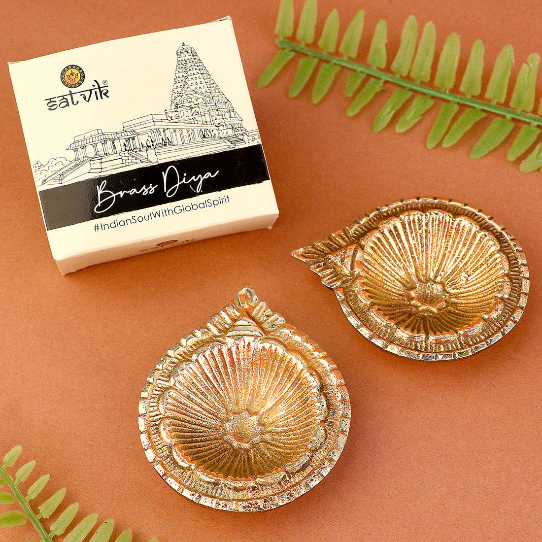 Brass Laxmi Diya Engraved Floral Design