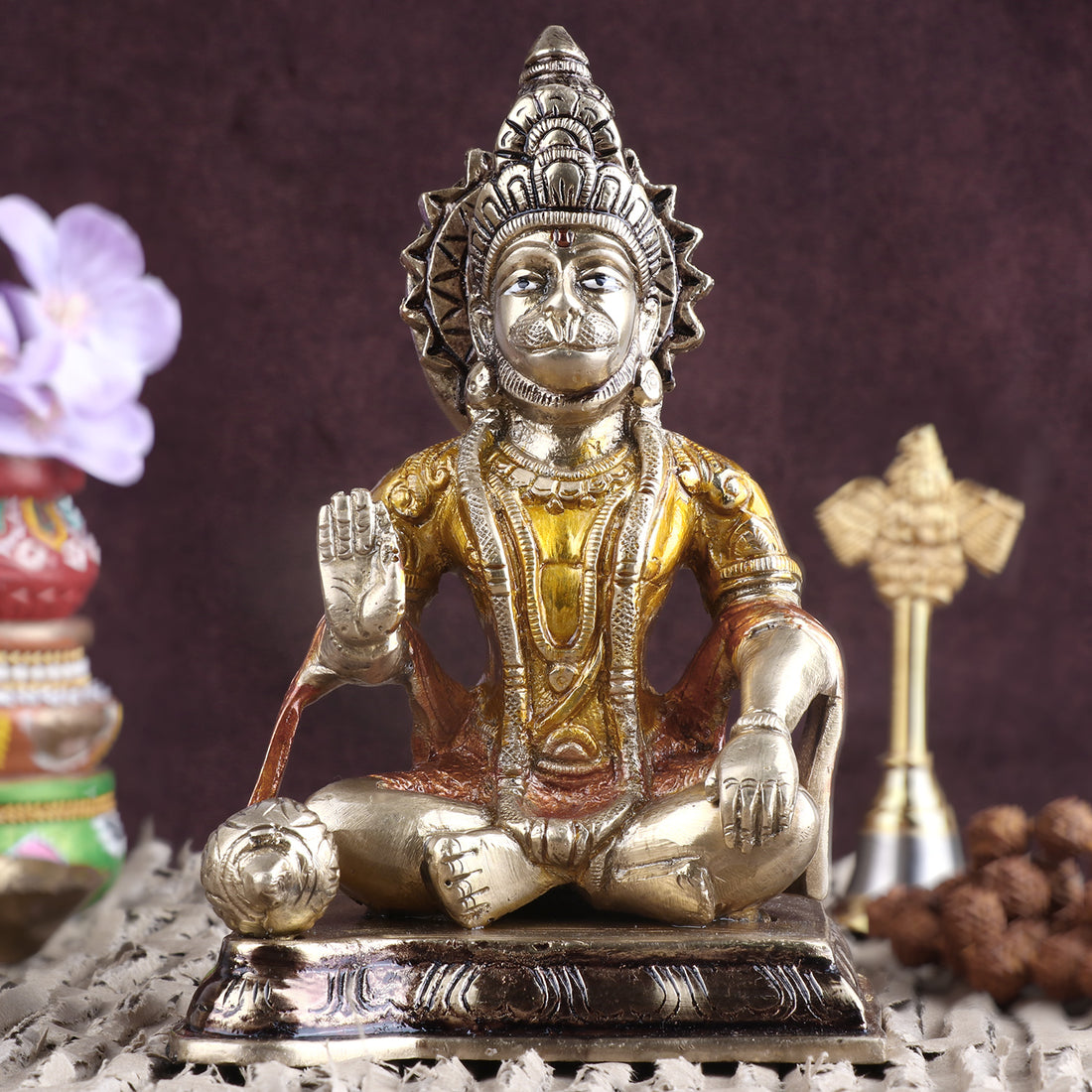 6.3 Inch Pleasant Brass Hanuman Idol