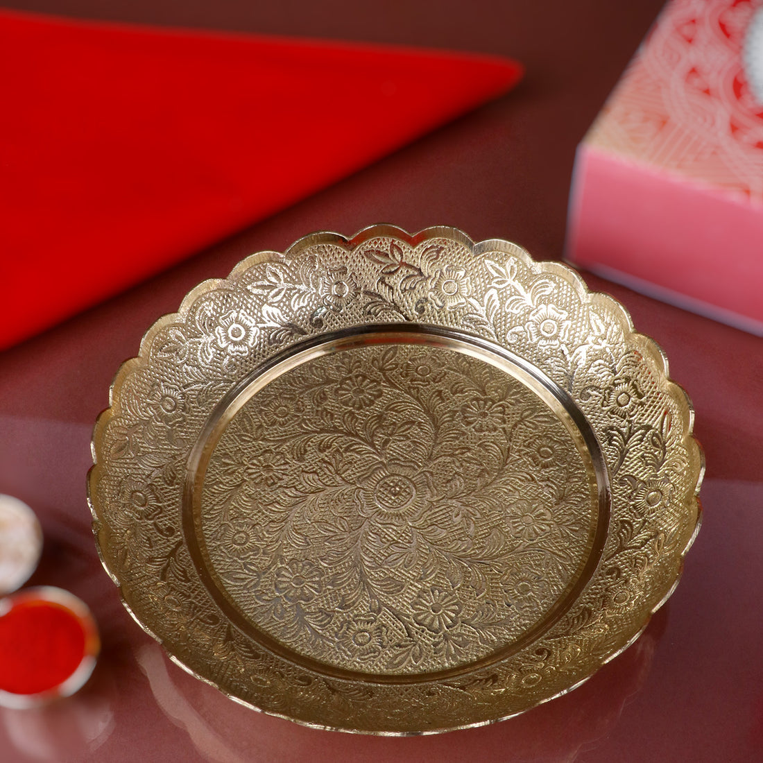 Antique Brass Nakashi Pooja Thali