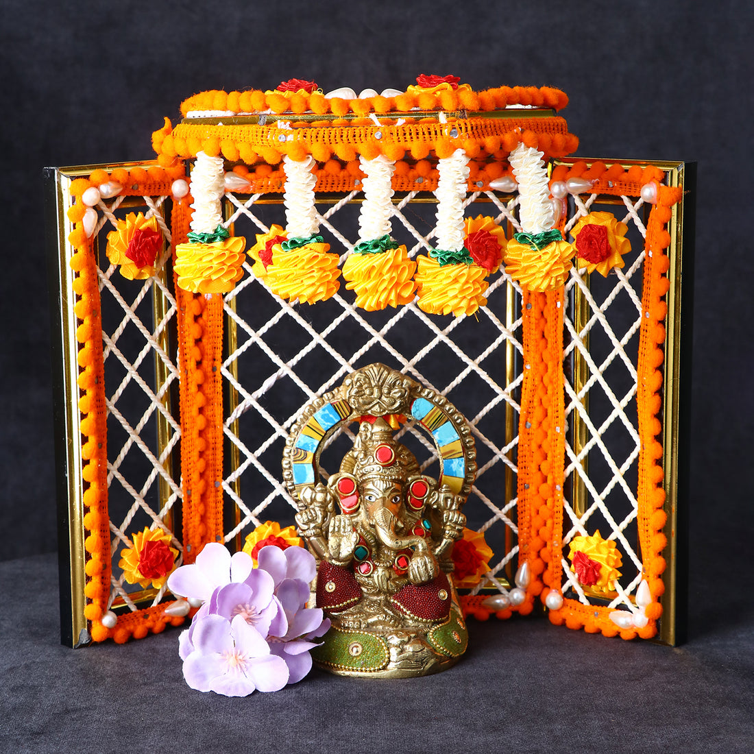 Traditional Handcrafted Deity Idol Background Phool Bangla