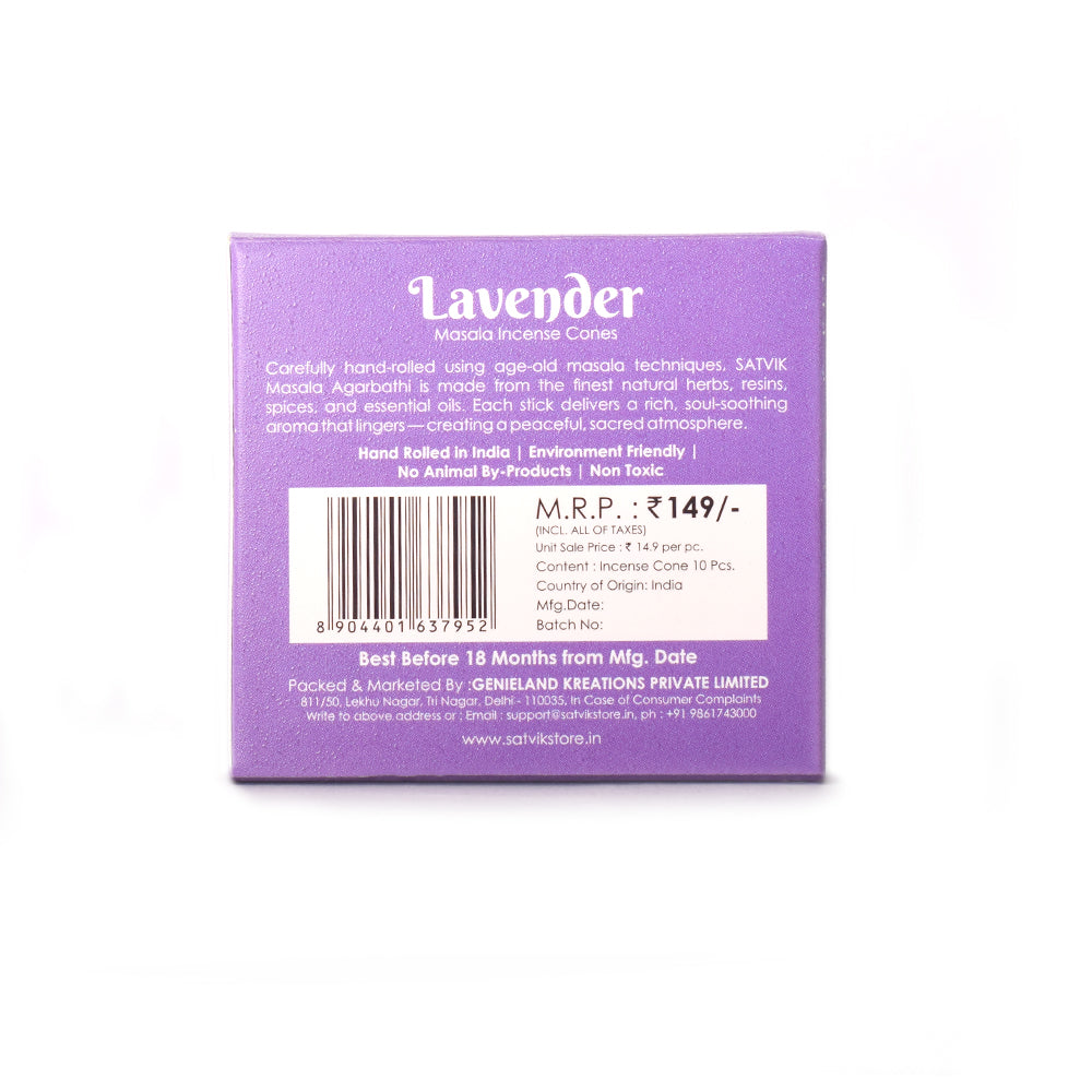 Lavender Pure Masala Incense Cones