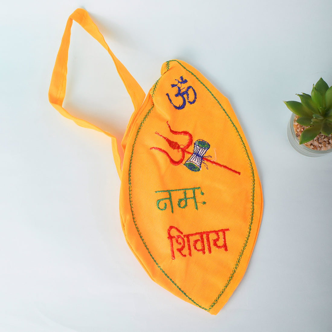 100% Cotton Om Namah Shivaya Printed Jap Mala Jholi Bag (Color yellow)