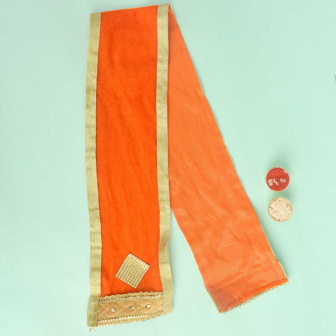 Mesmerizing Orange Angvastra/Patka/Duppata | India’s Largest Pooja Accessories Brand – www.satvikstore.in
