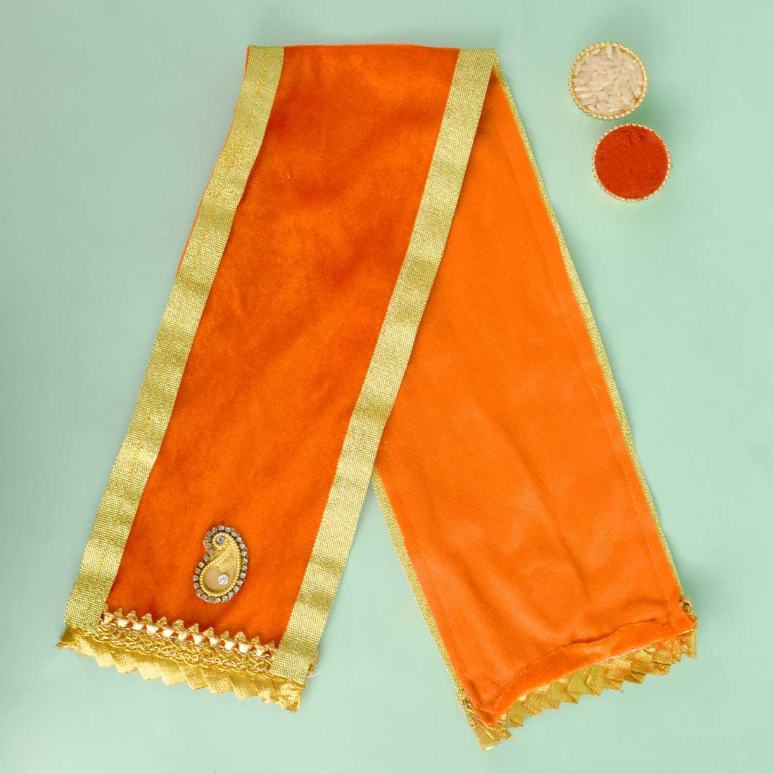 Orange Patka Dupatta | Indiaβs Largest Pooja Accessories Brand β www.satvikstore.in