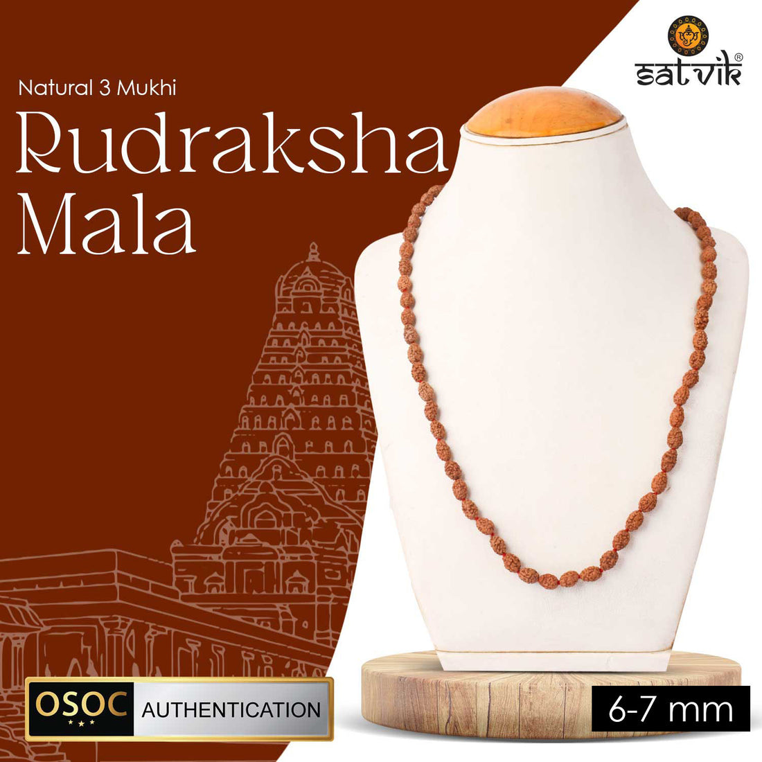 Original 3 Mukhi Rudraksha Mala – 108 Beads for Confidence, Healing & Inner Purification.India’s Premium Jap Mala Store - www.satvikstore.in