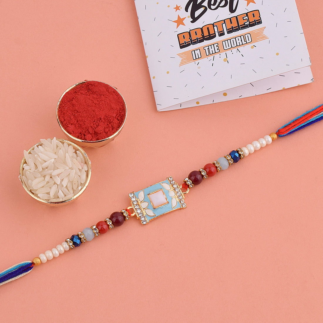 Pearl Bhaiya Rakhi with Colourful Beads India’s Largest Pooja Accessories Brand – www.satvikstore.in