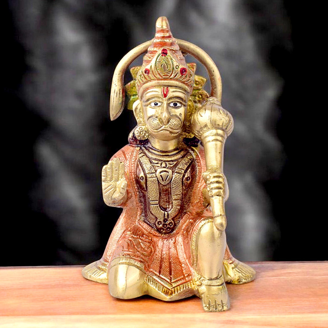 The "5.3 Inch Handcrafted Brass Hanuman Idol" is a meticulously crafted statue that beautifully captures the essence of Lord Hanumanβs strength, devotion, and protection. Standing at 5.3 inches tall, this idol is made from high-quality brass and features exquisite handcrafted detailing,