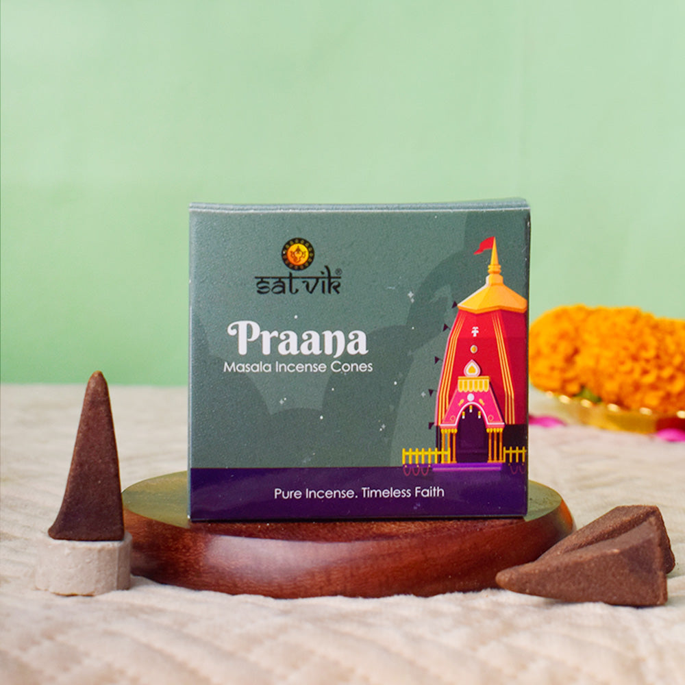 Praana Pure Masala Incense Cones – Natural Energy & Positivity Dhoop Cones for Meditation and Worship. India’s Largest Pooja Accessories Brand - www.satvikstore.in