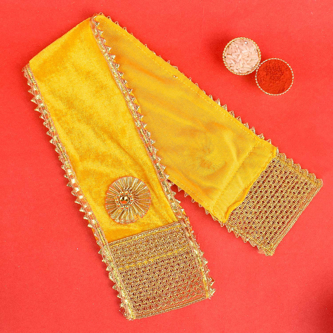 Premium yellow Patka Dupatta | India’s Largest Pooja Accessories Brand – www.satvikstore.in