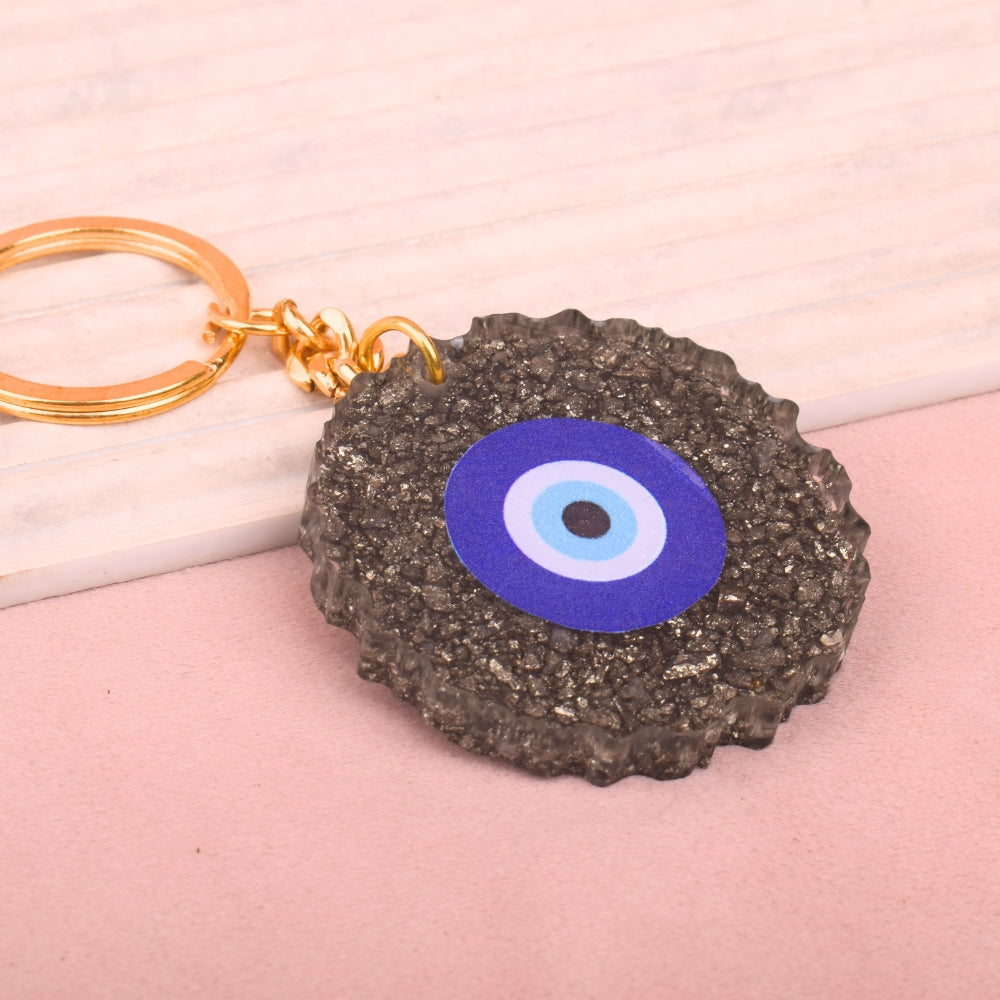 Pyrite Evil Eye Keyring Spiritual Protection and Positive Energy Accessory for Home and Office Indiaβs Largest Puja Accessories Brand- www.satvikstore.in