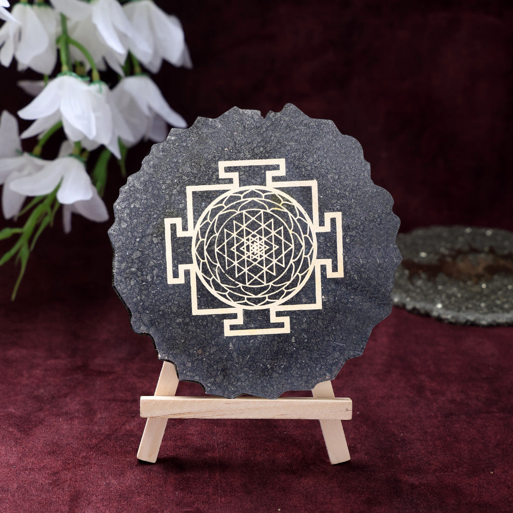 pyrite shree yantra frame stand wealth prosperity healing stone vastu decor. India’s Largest Puja Accessories Brand- www.satvikstore.in