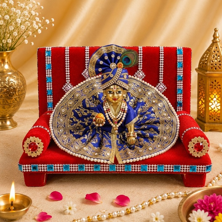 Serenading Laddu Gopal: Velvet Singhasan Large