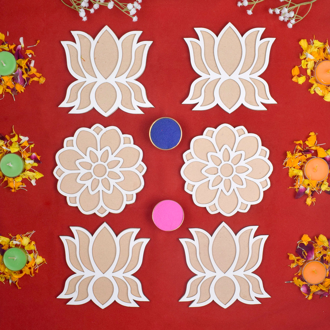 Set of 6 Rangoli stencils | India’s Largest Pooja Accessories Brand – www.satvikstore.in