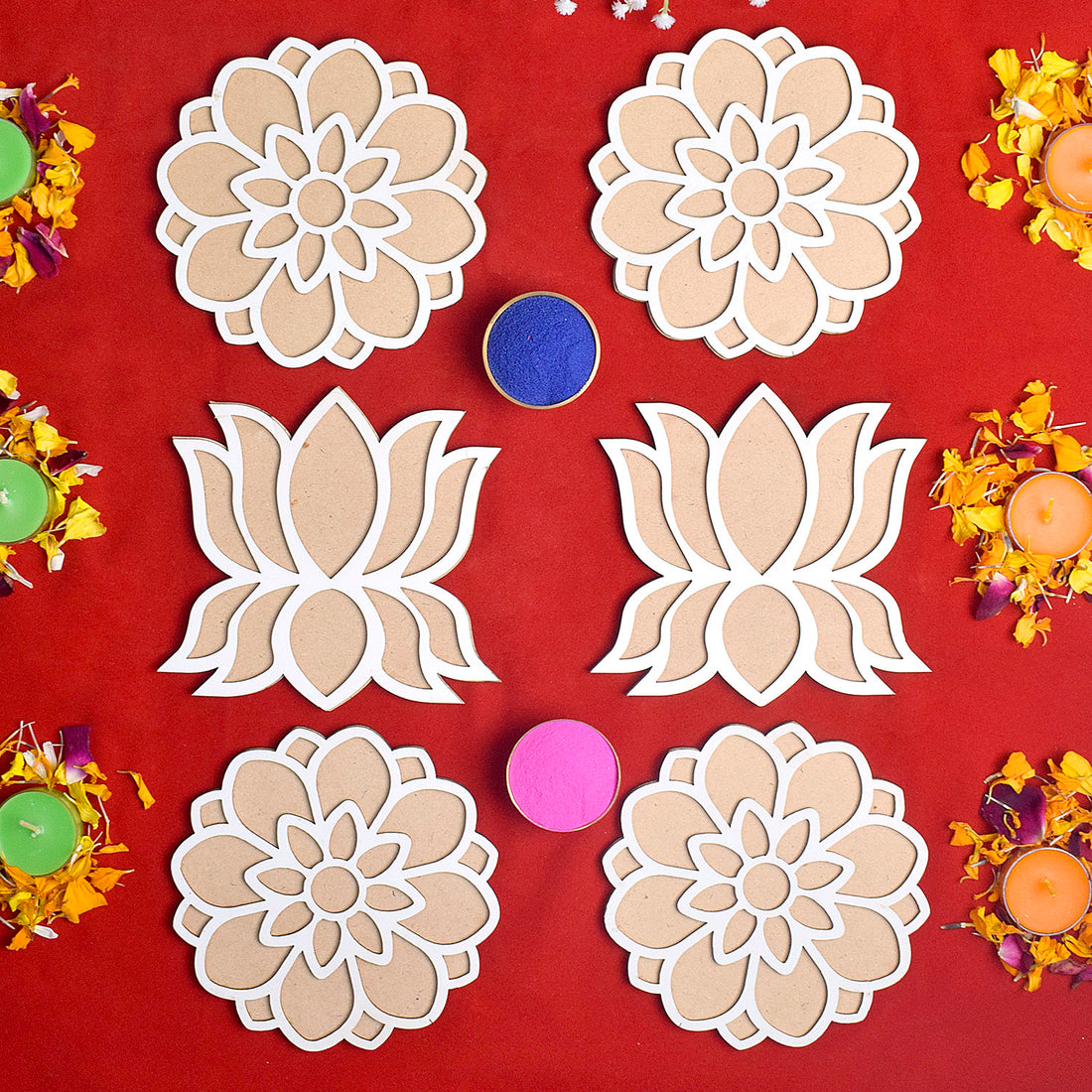 Set of 6 rangoli stencils | India’s Largest Pooja Accessories Brand – www.satvikstore.in