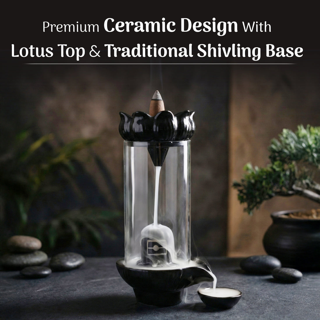 Shivling Abhishekam backflow incense burner with 20 cones