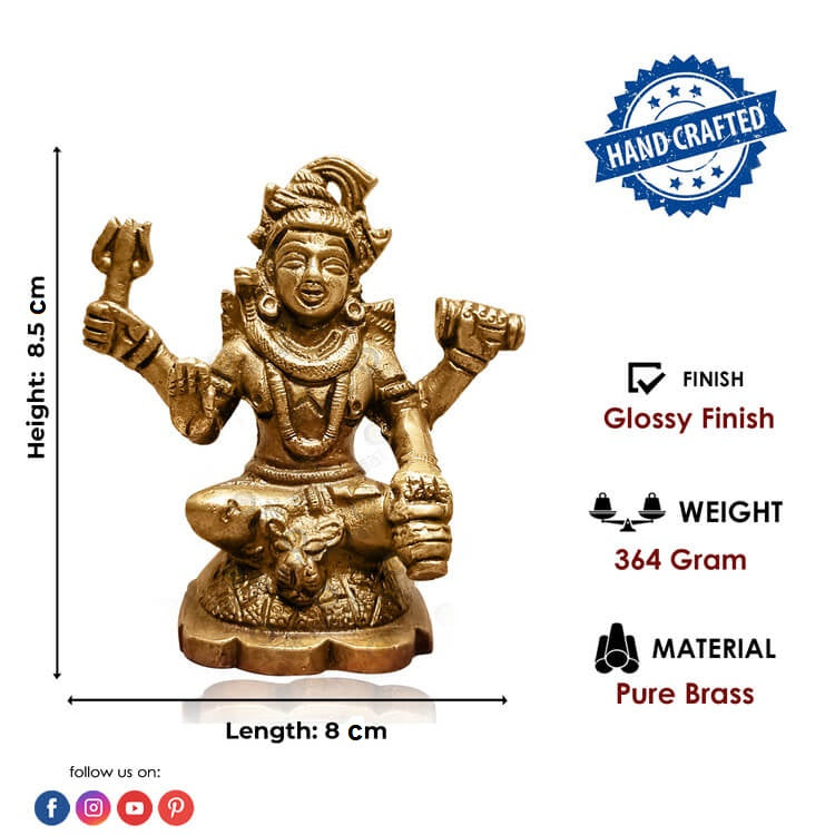 3.3 Inch Brass Chaturbhuj Shiva Ji Idol