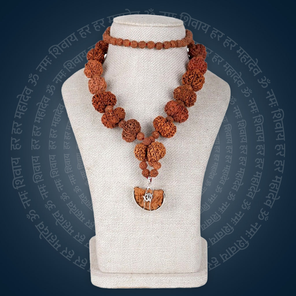 Siddha Mala with 1 Mukhi Half Moon Nepal collector grade Rudraksha thread mala. Indiaโs Premium Rudraksha Jap Mala Brand - www.satvikstore.in