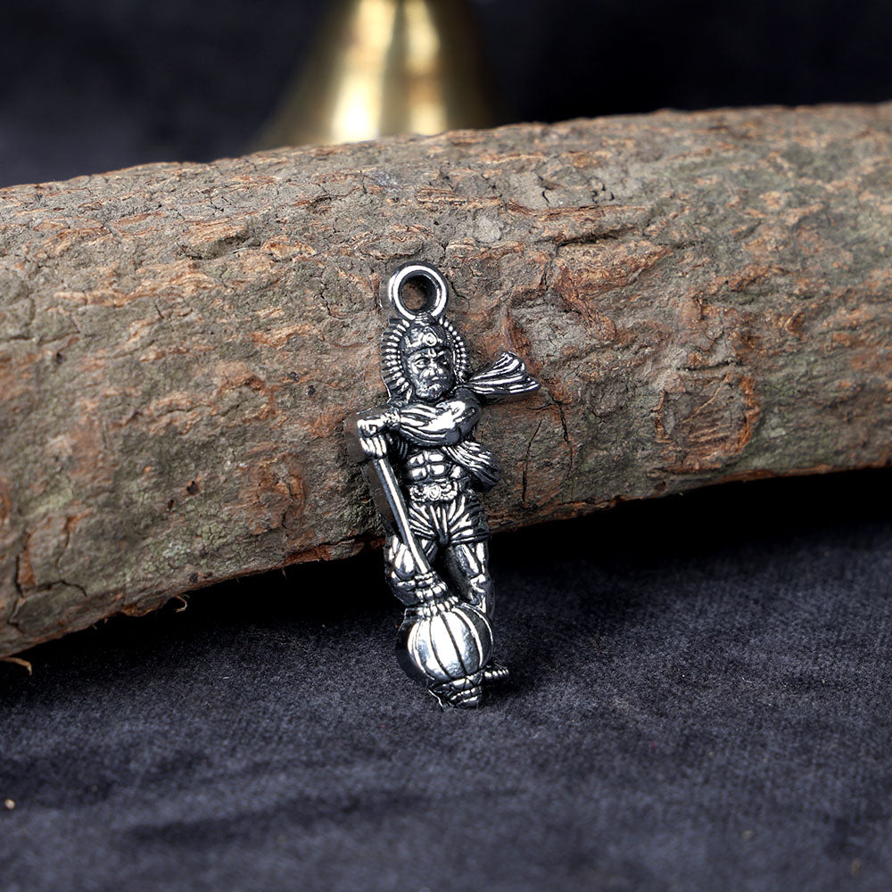 Silver Plated Hanuman Ji Pendant with Gadha for Strength, Protection, and Spiritual Devotion. India’s Largest Pooja Accessories Brand – www.satvikstore.in