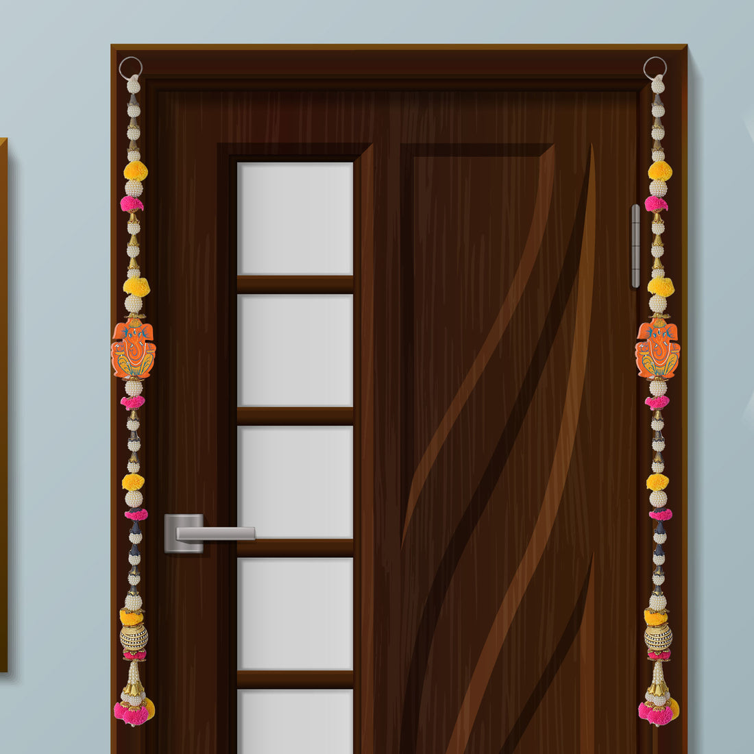 Vibrant Pom Pom Ganesha Latkan Pair for Traditional Festive Door Hanging Decoration. Indiaβs Largest Pooja Accessories Brand β www.satvikstore.in