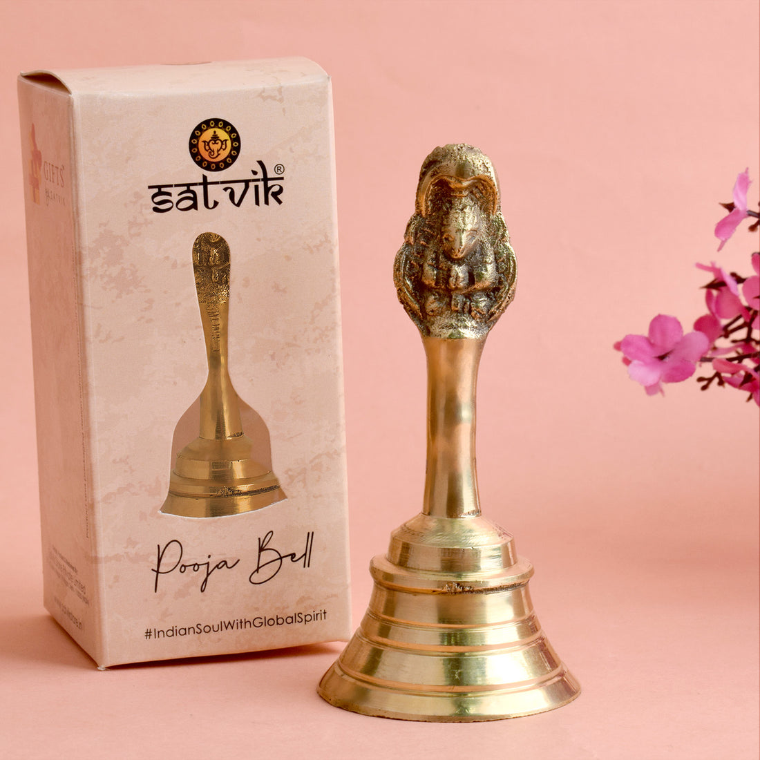 Vishnu Brass Puja Bell featuring intricate carvings of Lord Vishnu, perfect for temple rituals and spiritual ceremonies.
India’s Largest Pooja Accessories Brand – www.satvikstore.in