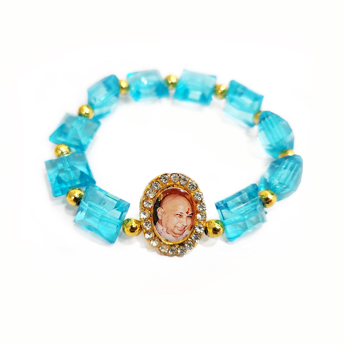 Blue Beaded Guru Ji Maharaj Handmade Bracelets for Men and Women
