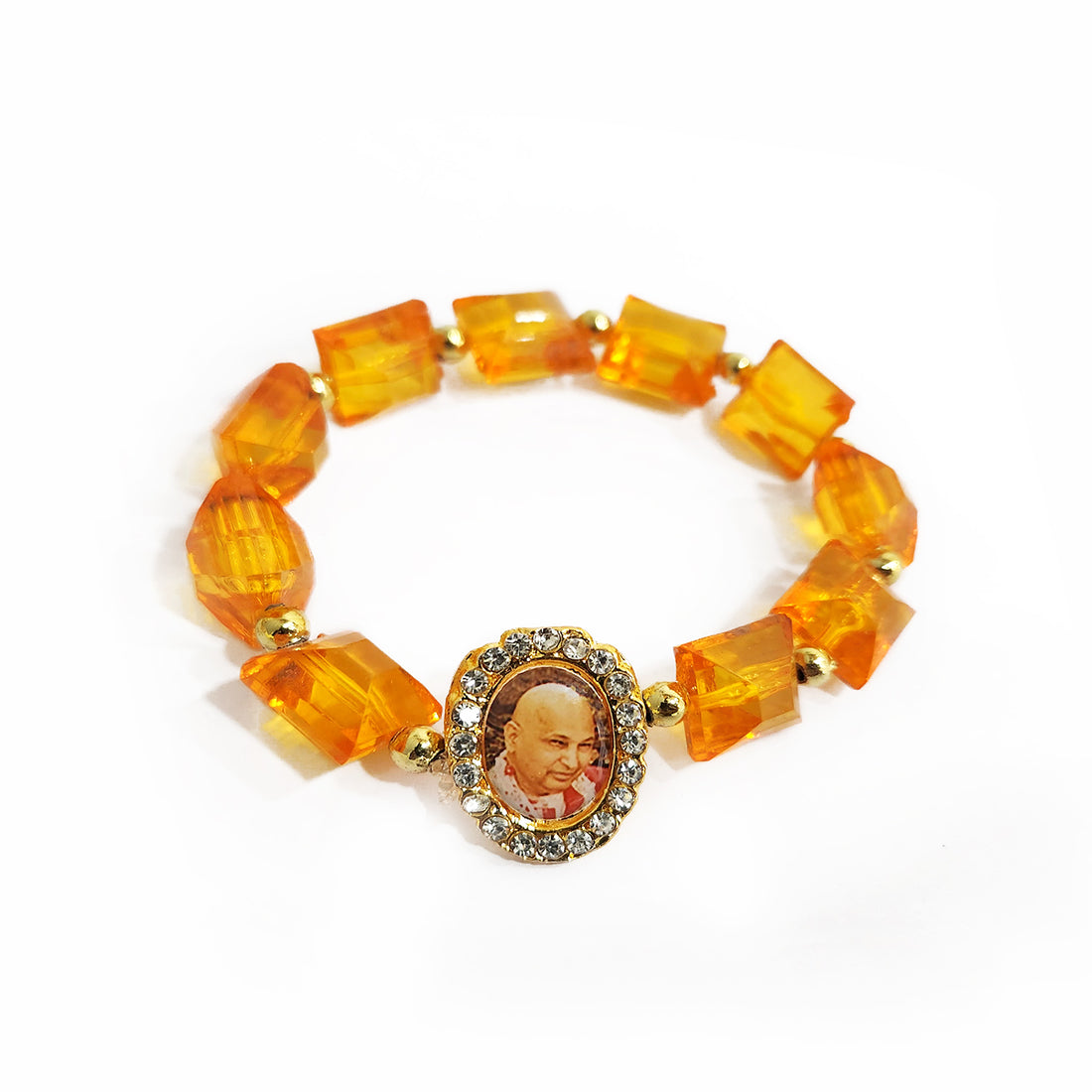Orange Beaded Guru Ji Maharaj Handmade Bracelets for Men and Women