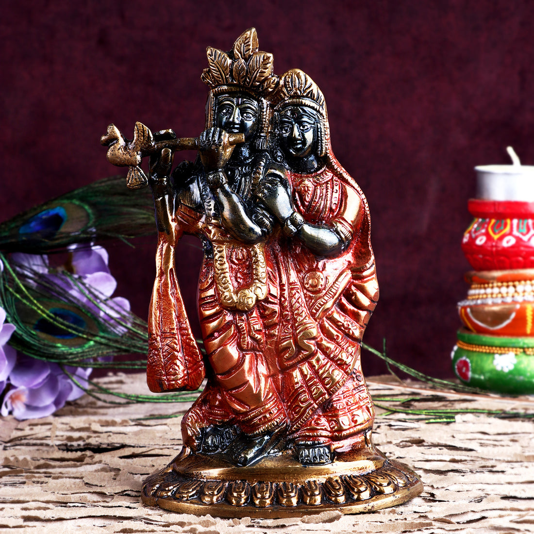 3.1 Inch Brass Radha Krishna Idol