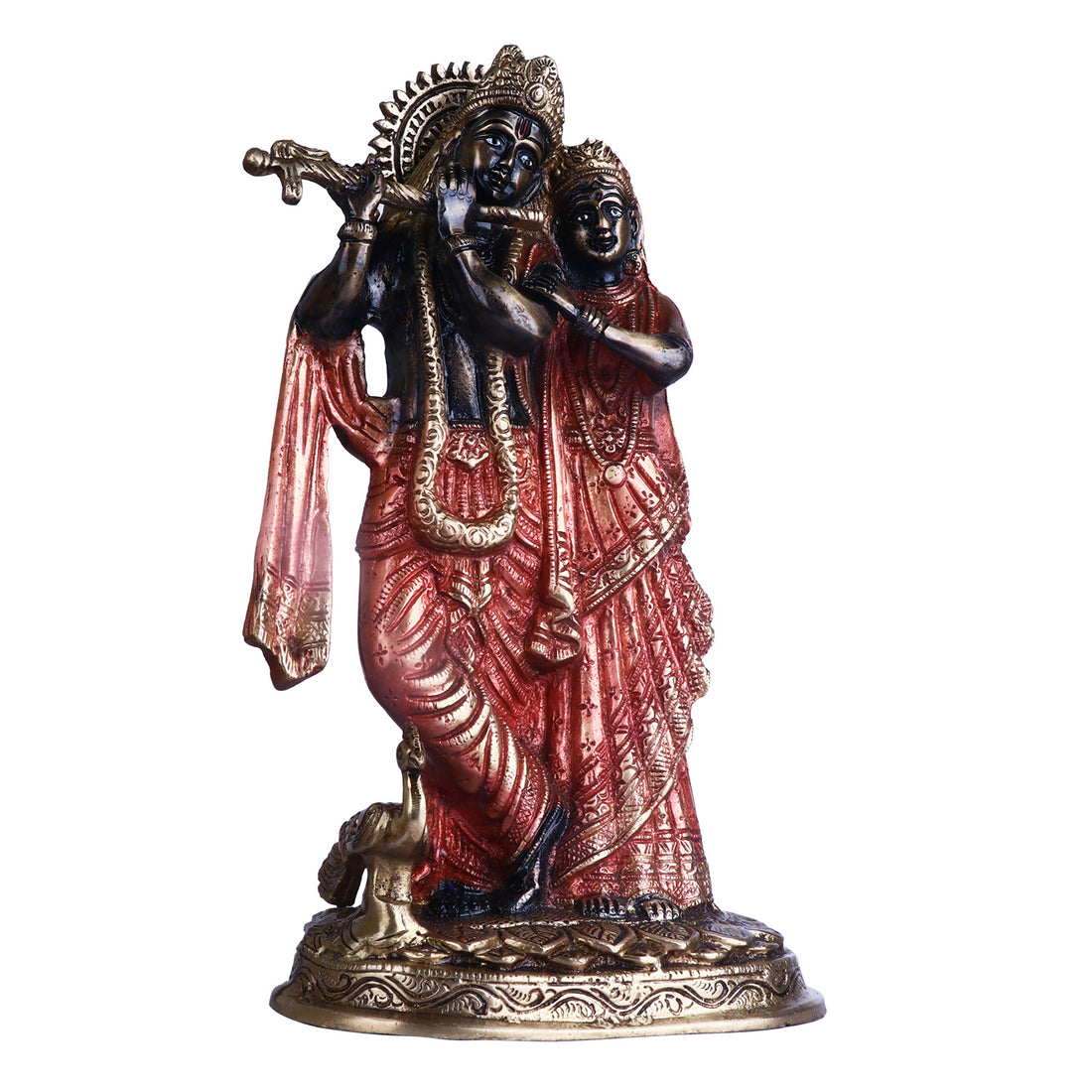 11.2 Inch Elegant Black Brass Radha Krishna Statue