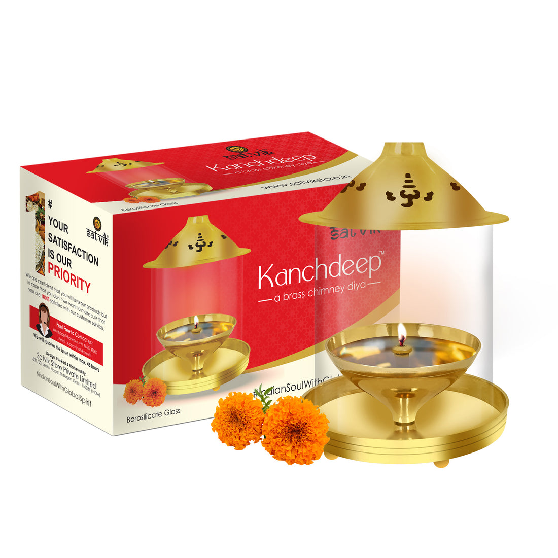 Pure Brass Kanchdeep Akhand Chimney Diya
