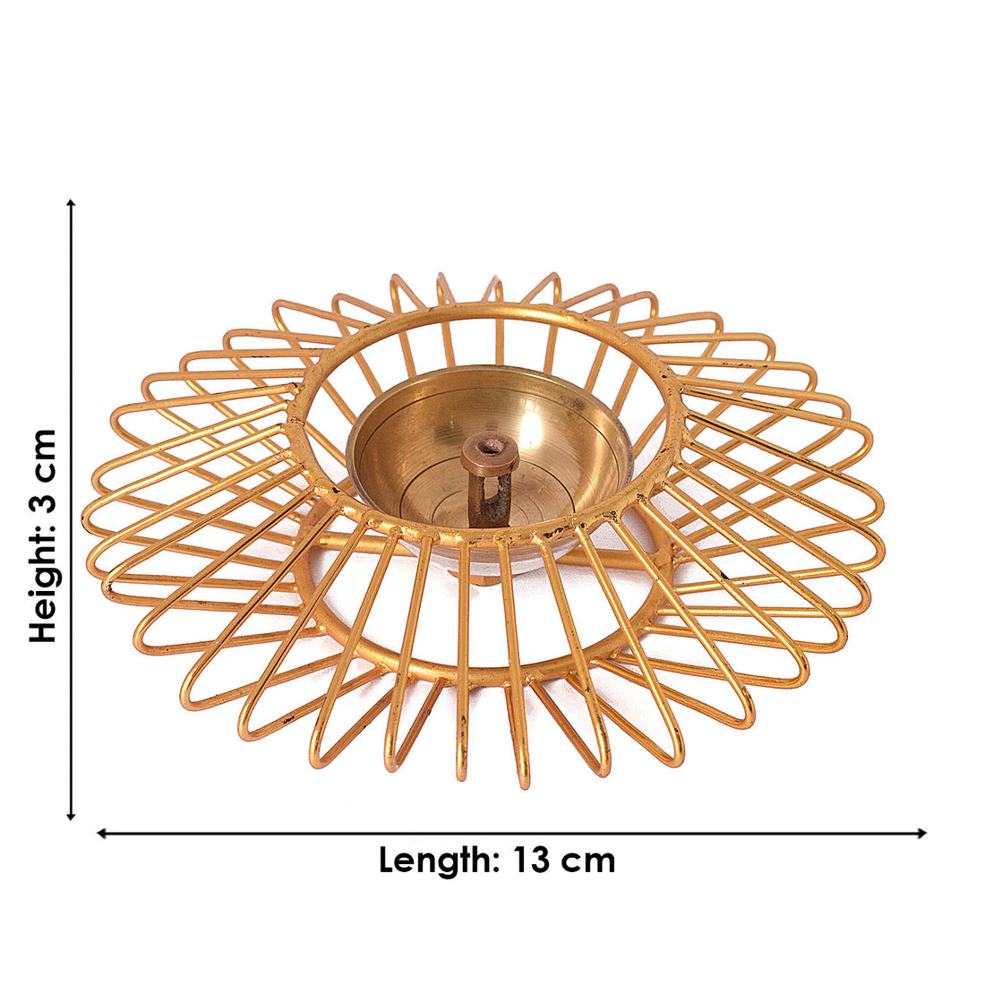 Gold-Toned Decorative Akhand Sun Shape Brass Diya