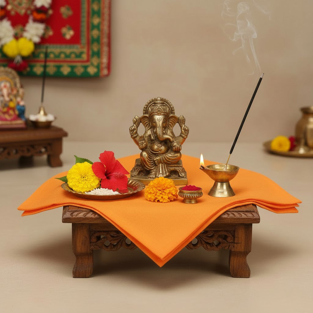 Orange Cotton Cloth β 1.25 Meter for Pooja & Rituals