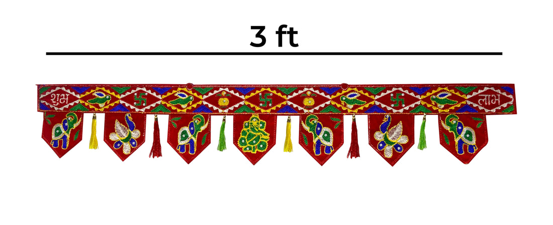 Handcrafted Embroided Shubh Labh Toran (Door Valance)