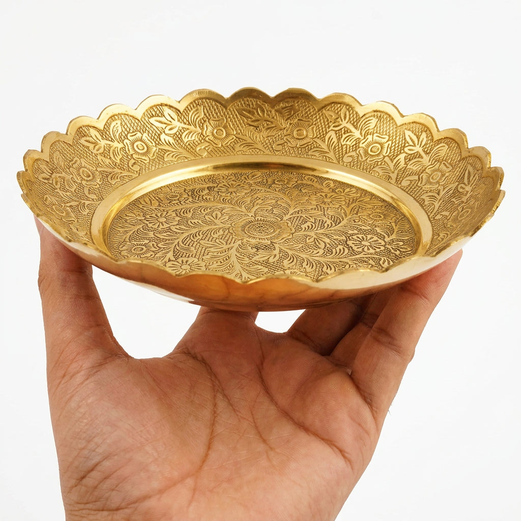 Antique Brass Nakashi Pooja Thali Puja Store Online Pooja Items Online Puja Samagri Pooja Store near me www.satvikstore.in
