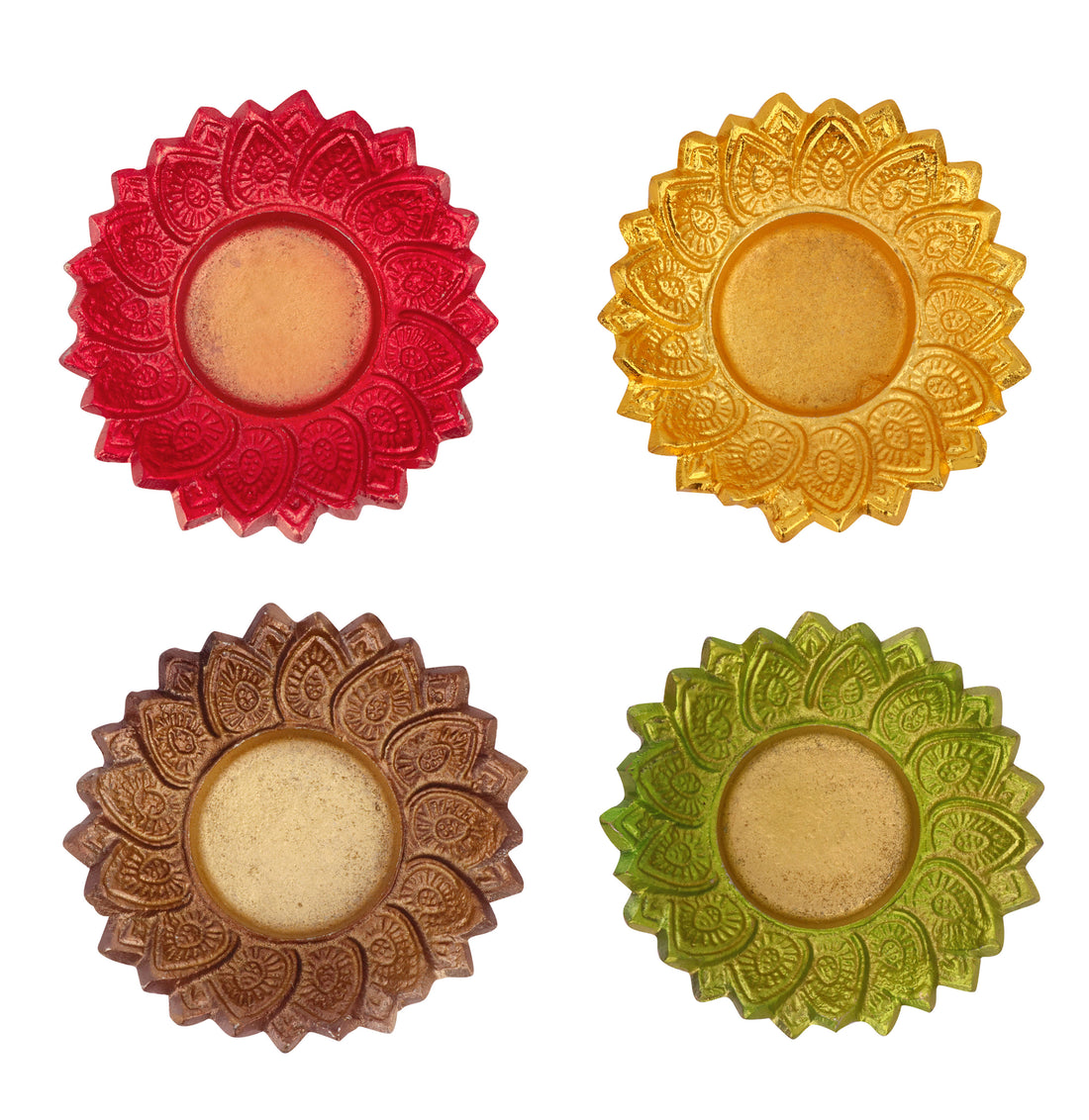 Designer Multicolor Floral Chakra Metal Diya