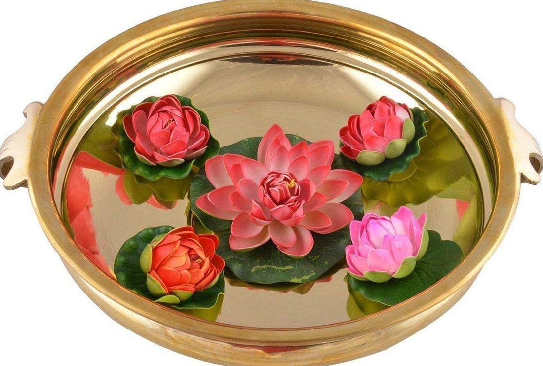 6 Inch Decorative Brass Designer Urli Puja Store Online Pooja Items Online Puja Samagri Pooja Store near me www.satvikstore.in