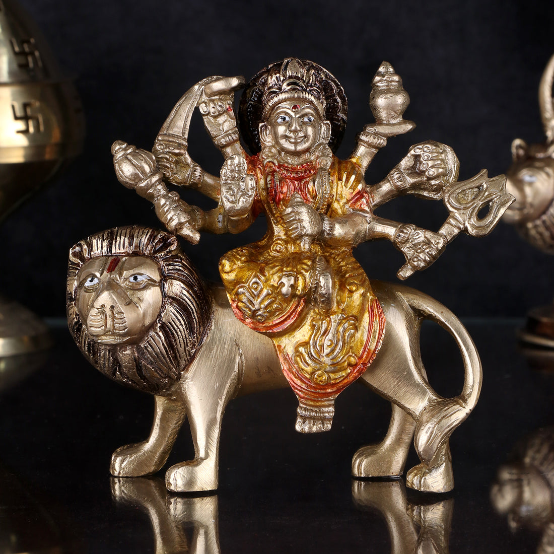 4.5 Inch Eye Catching Maa Durga Brass Idol