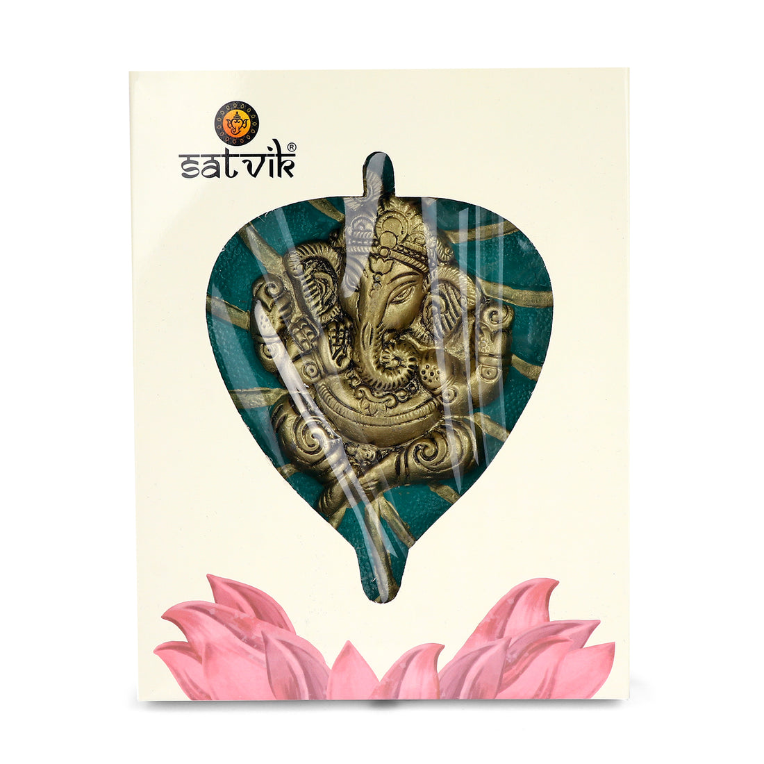 1 pc Lord Ganesh on Leaf Patta Wall Hanging White