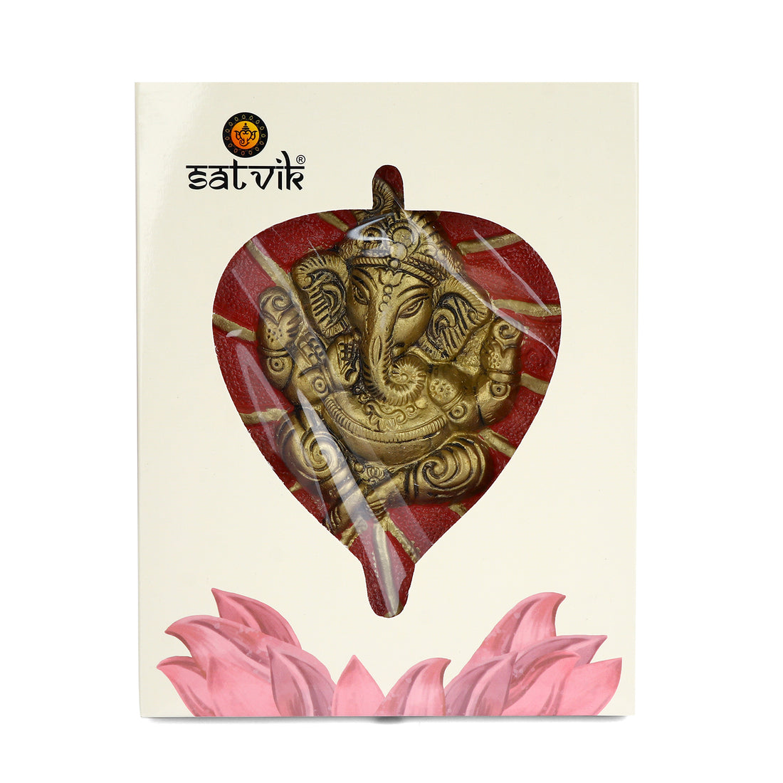 1 pc Lord Ganesh on Leaf Patta Wall Hanging White