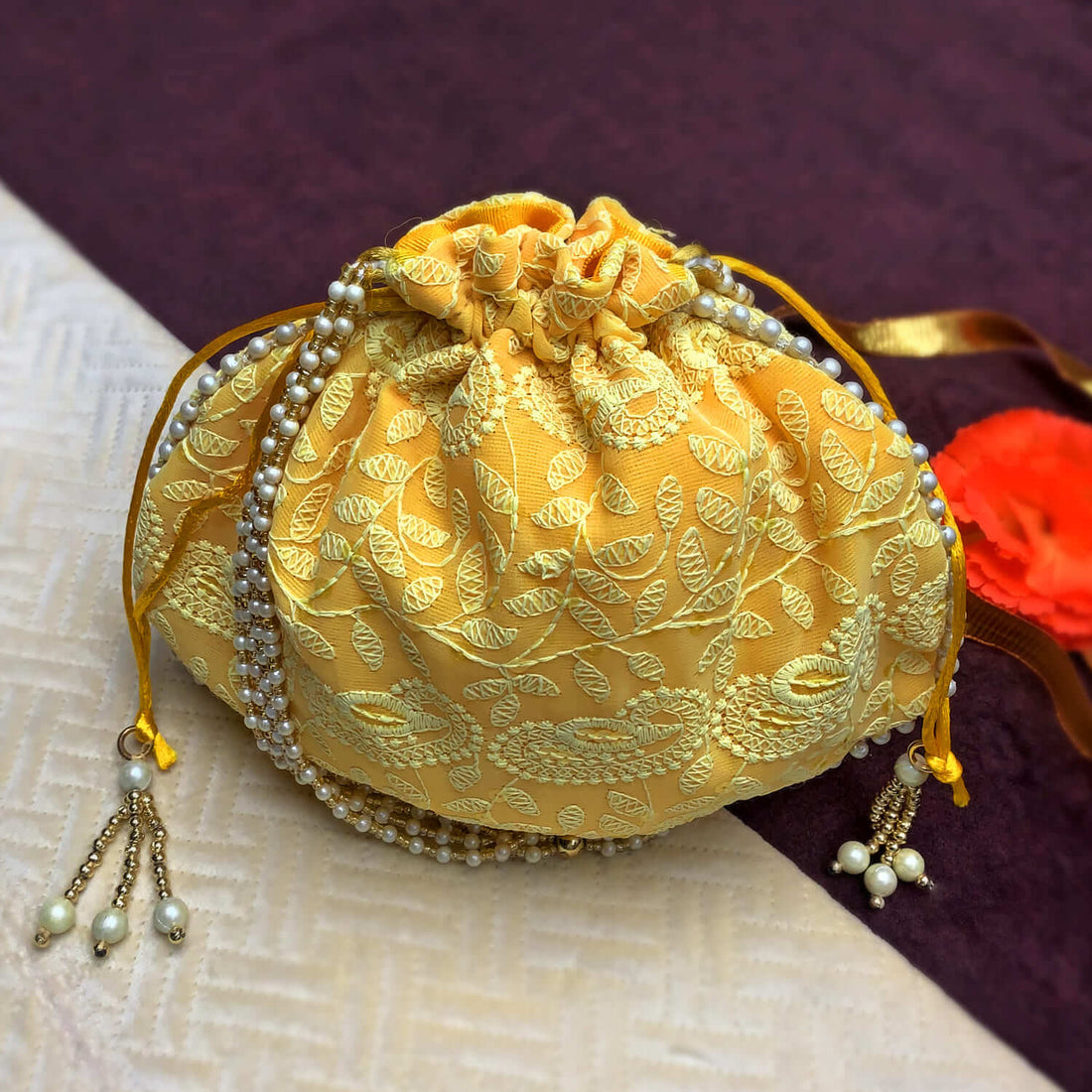 Ethnic Round Embroided Potli Pouches