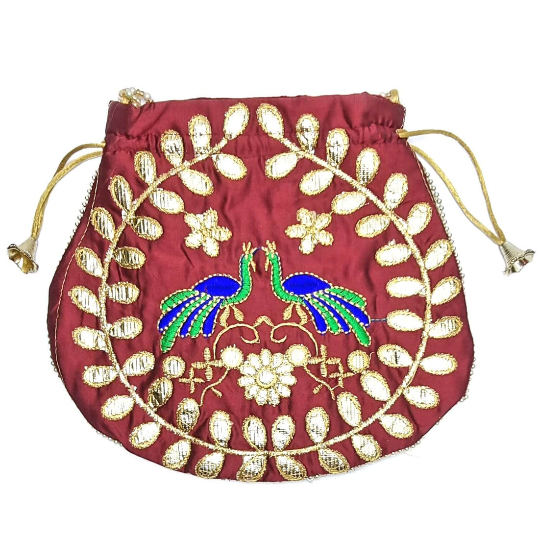 Ethnic Peacock Design Zari Work Women's Potli