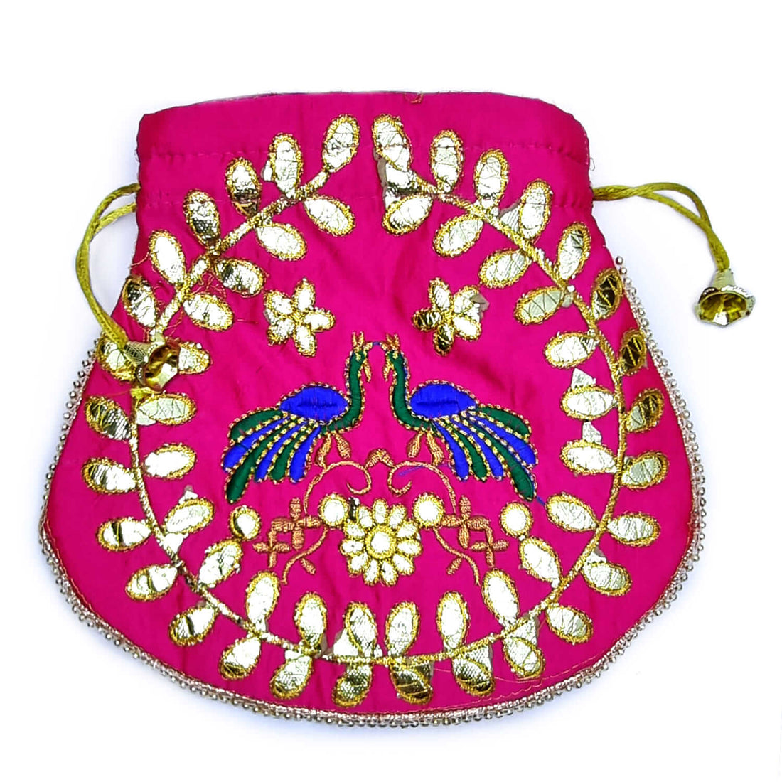 Ethnic Peacock Design Zari Work Women's Potli