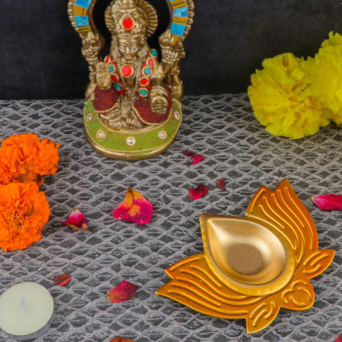 Prepossessing Multicolor Lotus Shape Diya