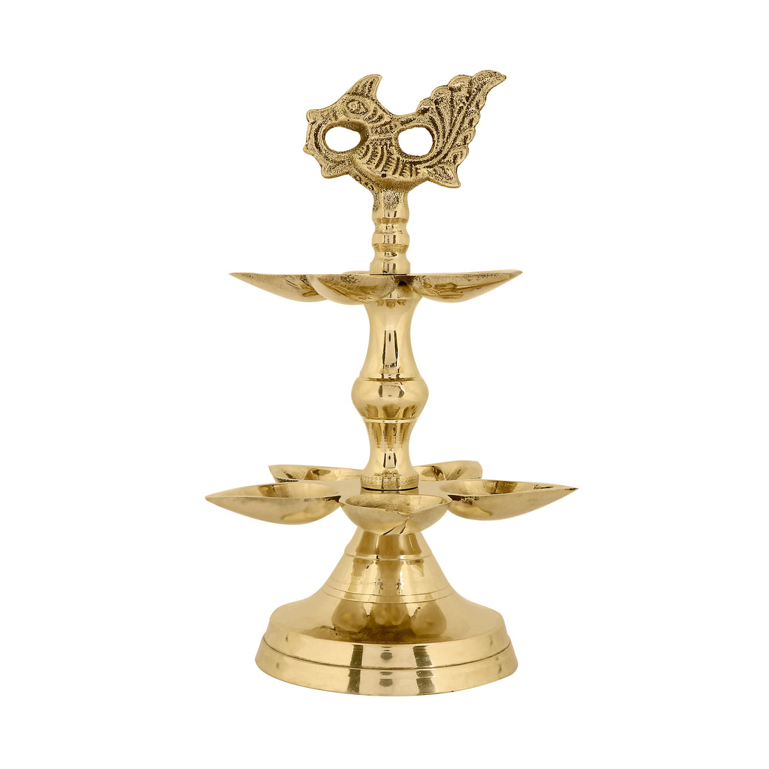 Brass 2 Step Panchmukhi Peacock Kerala Diya
