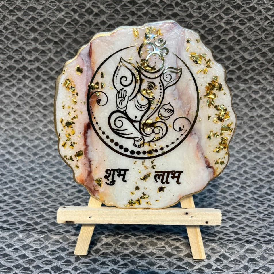 Decorative Ganesha Shubh Labh Frame With Stand Made With Epoxy