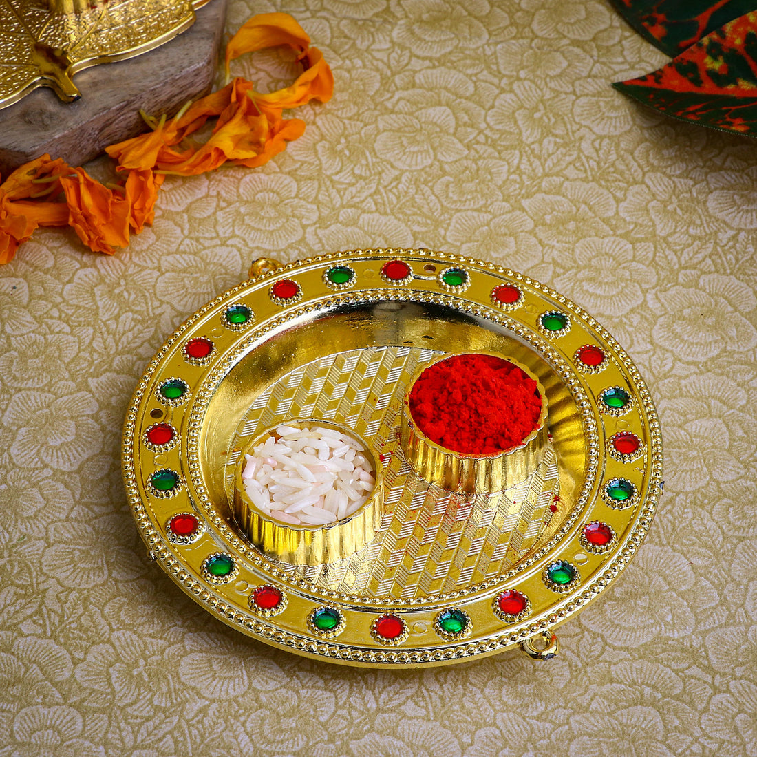 Attractive Round Roli Akshat Platter