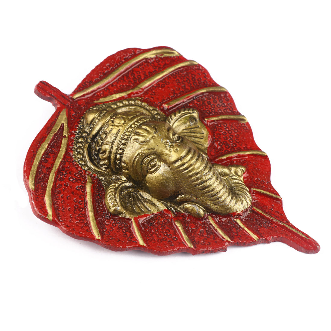 1 Pc Lord Ganesh Face on Leaf Patta Wall Hanging - Blue